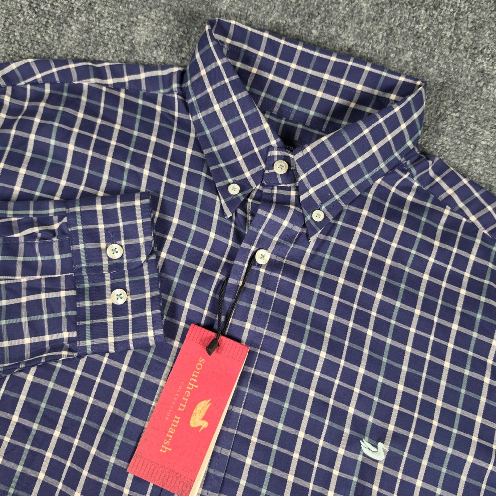 Southern Marsh Catahoula Tattersall Shirt Mens Large Navy Green VSGE299-0316 NWT